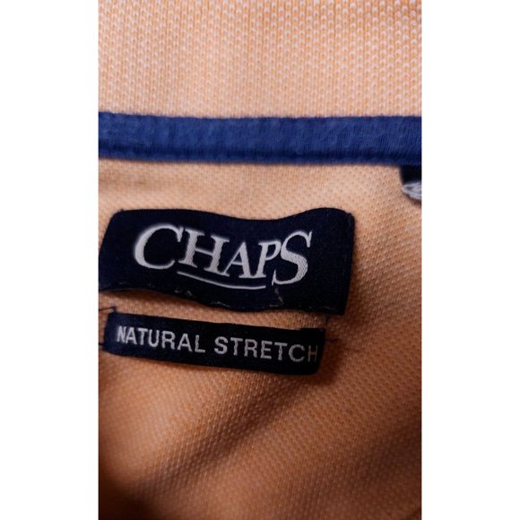 Chaps Natural Stretch Mens XL orange Blue Striped Short Sleeve Logo Polo Shirt - Picture 11 of 12